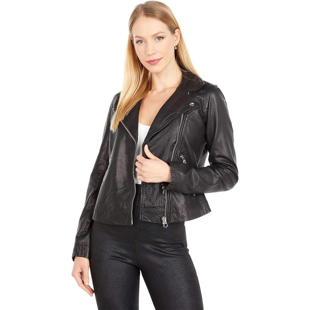 New, Madewell Washed Leather Motorcycle Jacket In Black- Size Xs #Sj1987